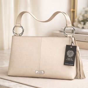 Vince Camuto Cream Leather Shoulder Bag NWT